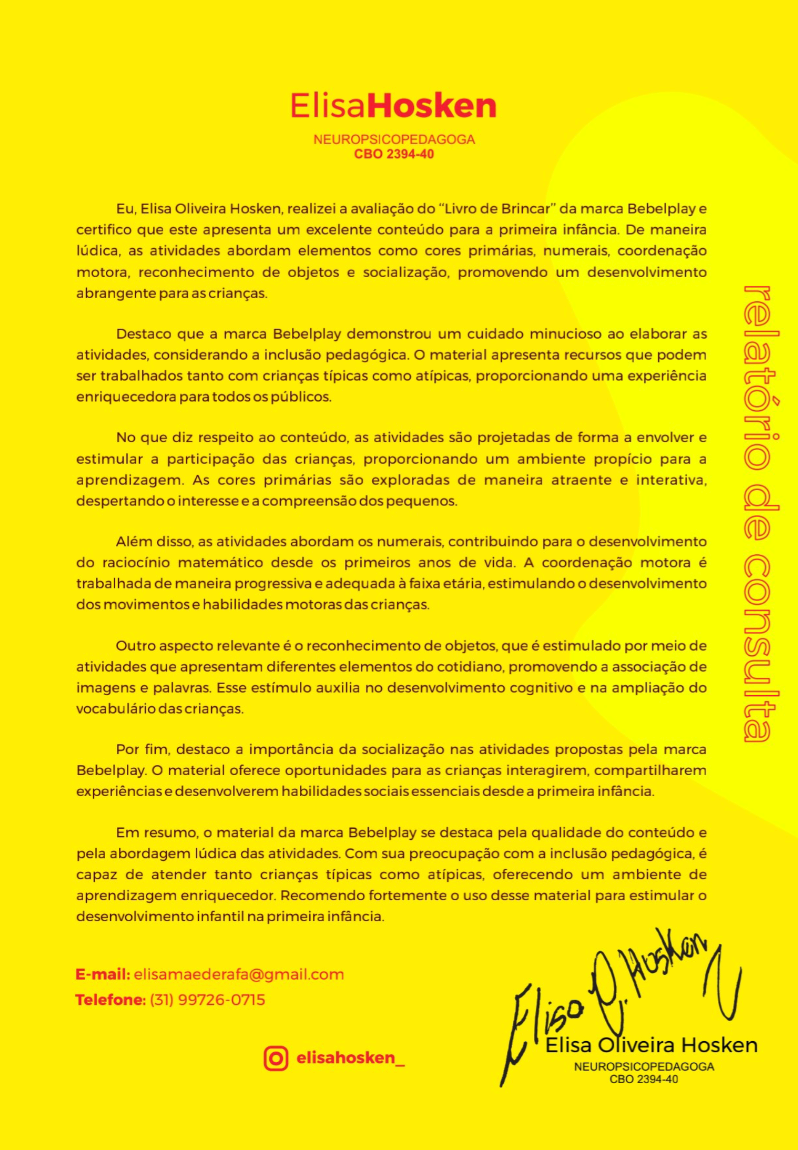 Livro de Brincar Físico Cores - Bebelplay