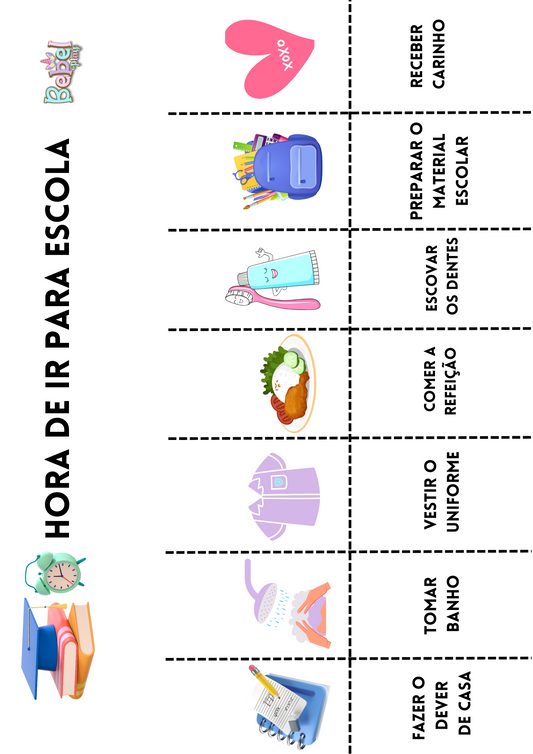 Molde rotina hora de ir para a escola - Bebelplay